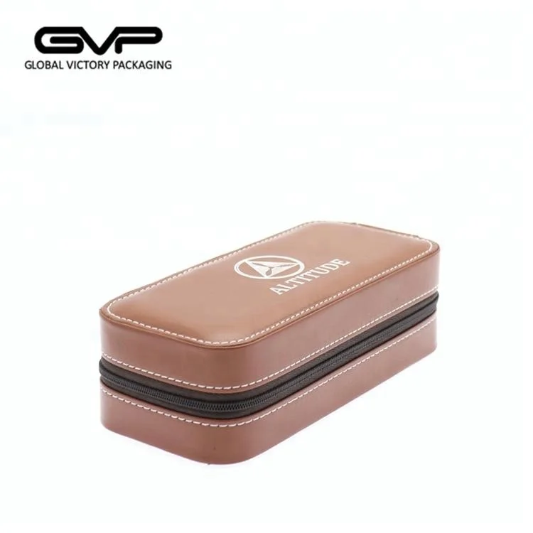 handmade high quality classic brown zip leather watch packaging