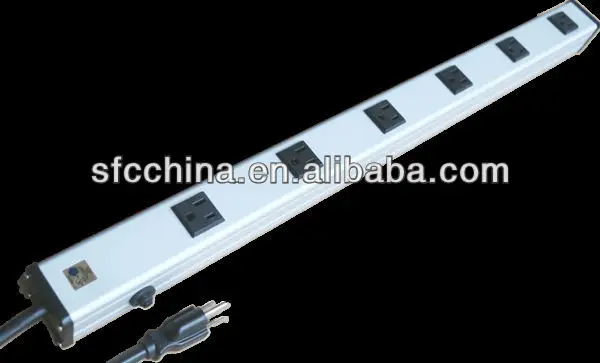 SFC306-724B aluminium alloy UL approved American 6-outlet power strip, with 15A curcuit breaker