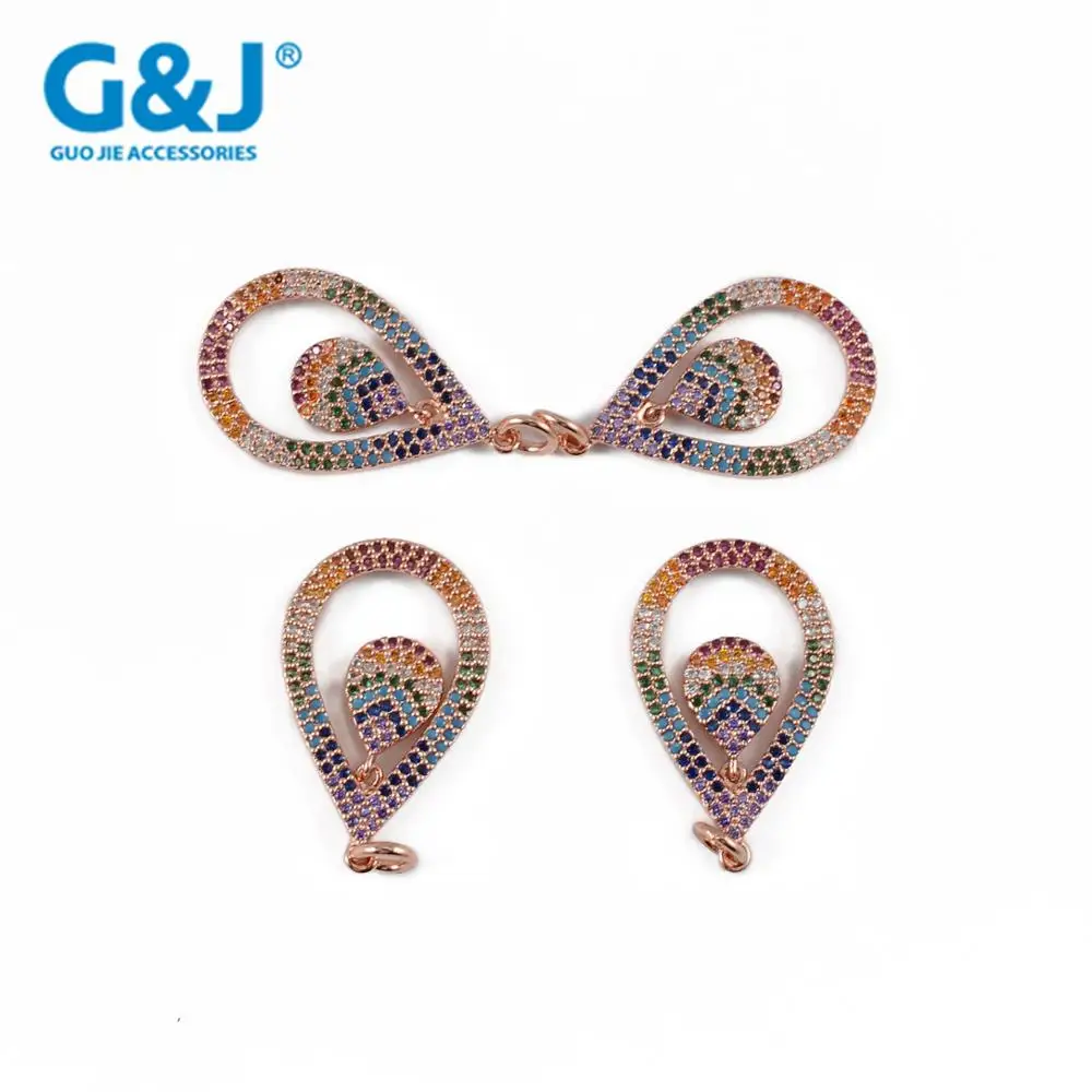 Guojie brand wholesale charms custom fashion micro pave CZ pear shape silver bead charm pendant