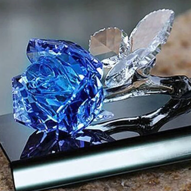 flower rose crystal glass ornaments for wedding decors
