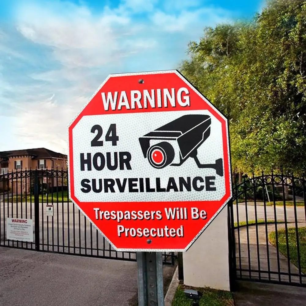 Reflective Aluminum Plate Traffic Sign Board,24 Hour Video Surveillance Camera Sign