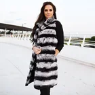 CX-G-B-10 Lady Sleeveless Real Rex Rabbit Female Women Chinchilla Fur Vest