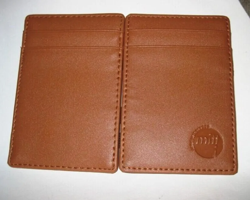 Vertical split leather magic wallet Elastic bifold money clip leather magic wallet