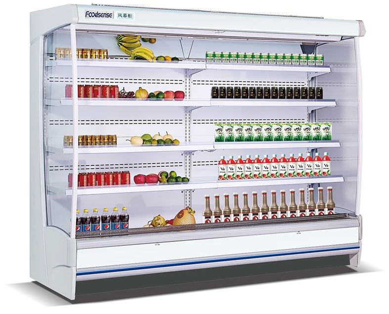 Supermarket Open Use Refrigerated Display Beverage Vegetable Fruit Fridge
