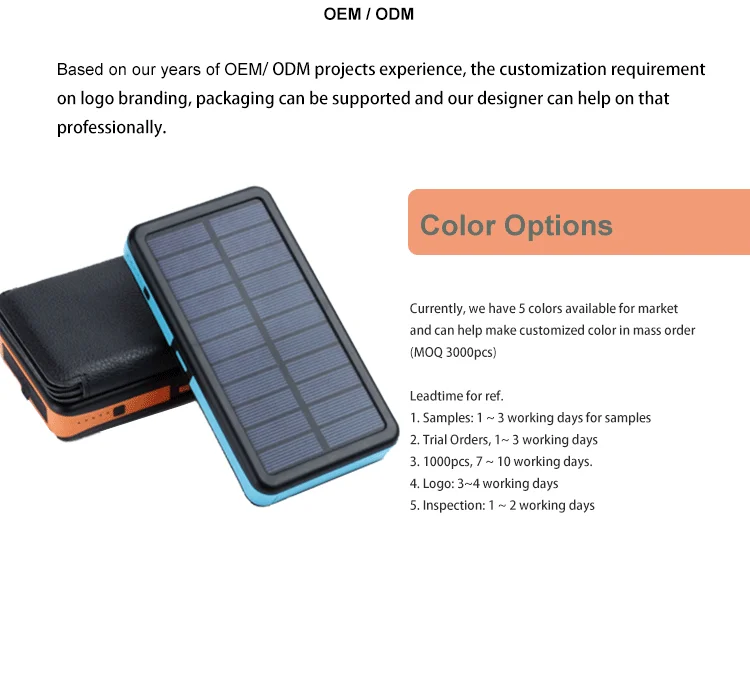 20000mAh Detachable Foldable Solar Power Bank