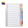 High Quality School Office Stationery A4 12 Tab Manila Assorted 5 Color Index Tab Paper Divider File Folder