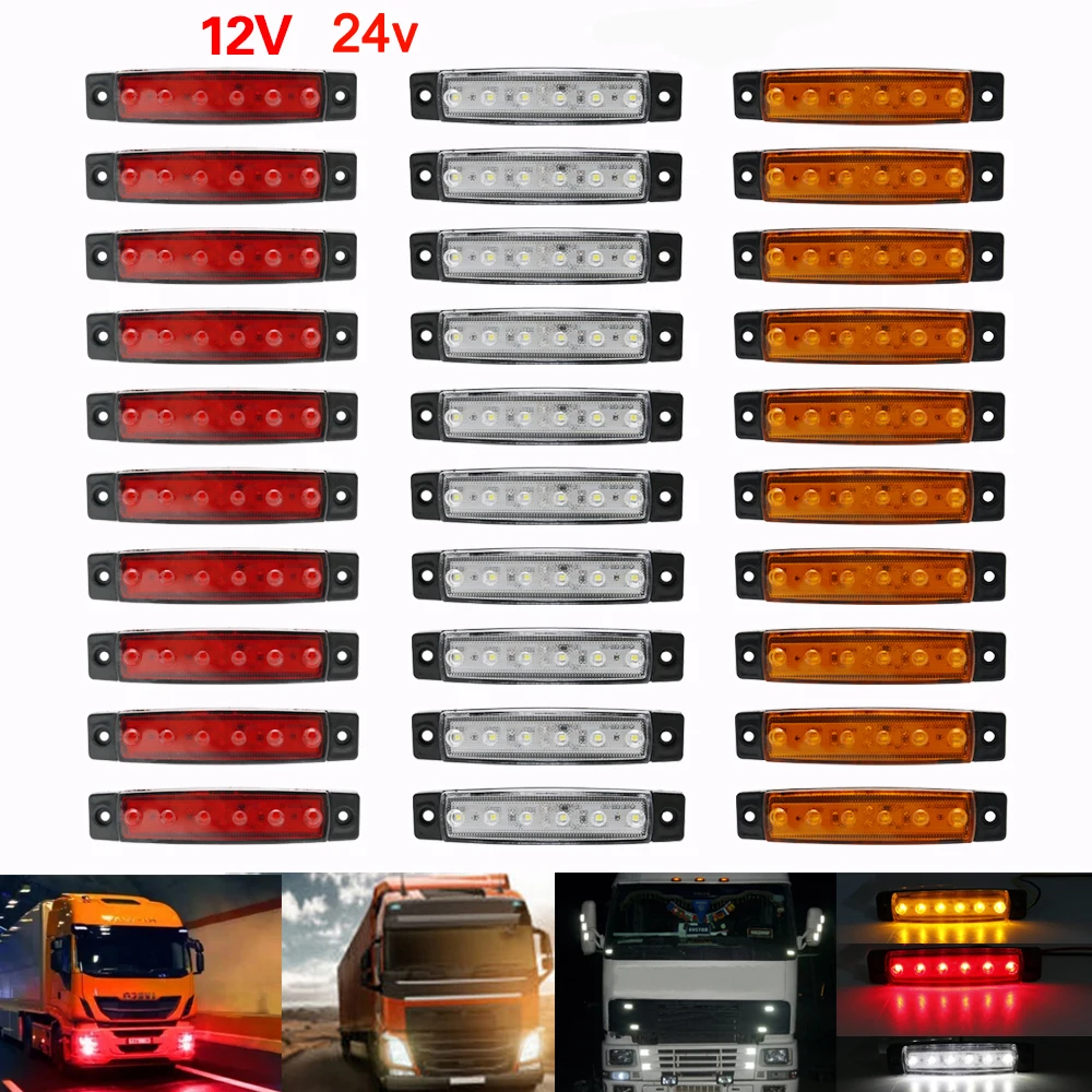 Car External Lights LED 12v 24v 6 SMD LED Auto Car Bus Truck Wagons Side Marker Indicator Trailer Light tail Rear Side Lamp, Red, white and amber
Car External Lights LED 12v 24v 6 SMD LED Auto Car Bus Truck Wagons Side Marker Indicator Trailer Light tail Rear Side Lamp, Red, white and amber
