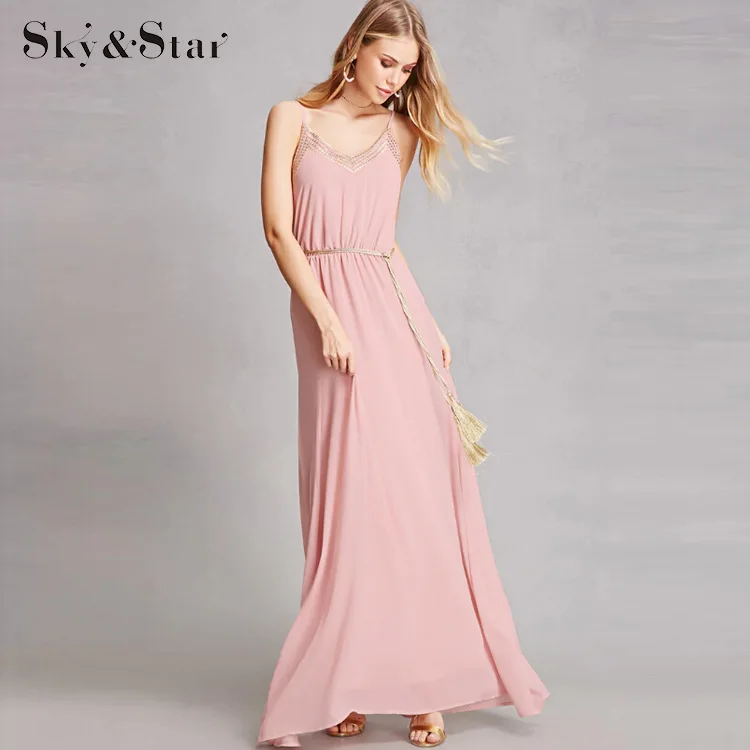 Fashion ladies chiffon spaghetti strap backless pink maxi party dress, Pink or customized
Fashion ladies chiffon spaghetti strap backless pink maxi party dress, Pink or customized