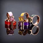 Enamel Stone Ring Stone Fashion Ring With Color Enamel Dark Green Crystal Stone Rings Jewelry