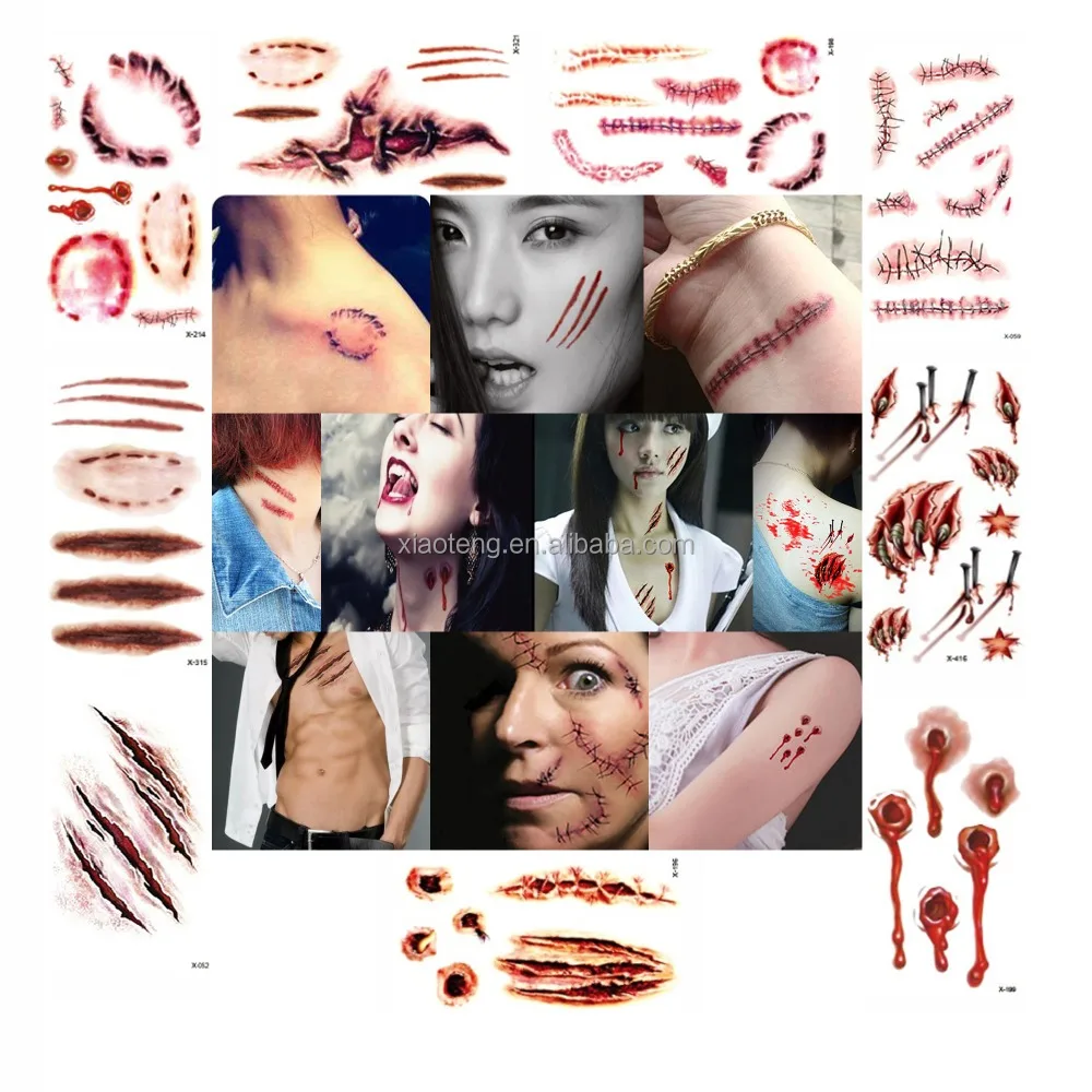 Realistic Wound/Scab/Blood Halloween Scar Tattoos Temporary Tattoos Stickers Waterproof
Realistic Wound/Scab/Blood Halloween Scar Tattoos Temporary Tattoos Stickers Waterproof