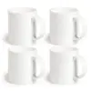 12 oz Cup (4pcs), Plain Gloss White Beer Ceramic Coffee Mug for Milk Tea, Set of 4