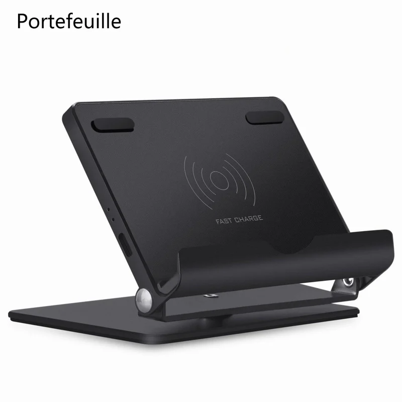 Portefeuille Fast Wireless Charger Stand Aluminum Universal Phone QI Wireless Charging for iPhone 8 X Plus Samsung Galaxy S8 S7 (5)