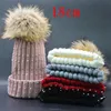 H51a Autumn Winter Beanies Hats Fur Pom Pom Women Hats Rhinestone Knitted Warm Cap Girl Skullies Casual Hats