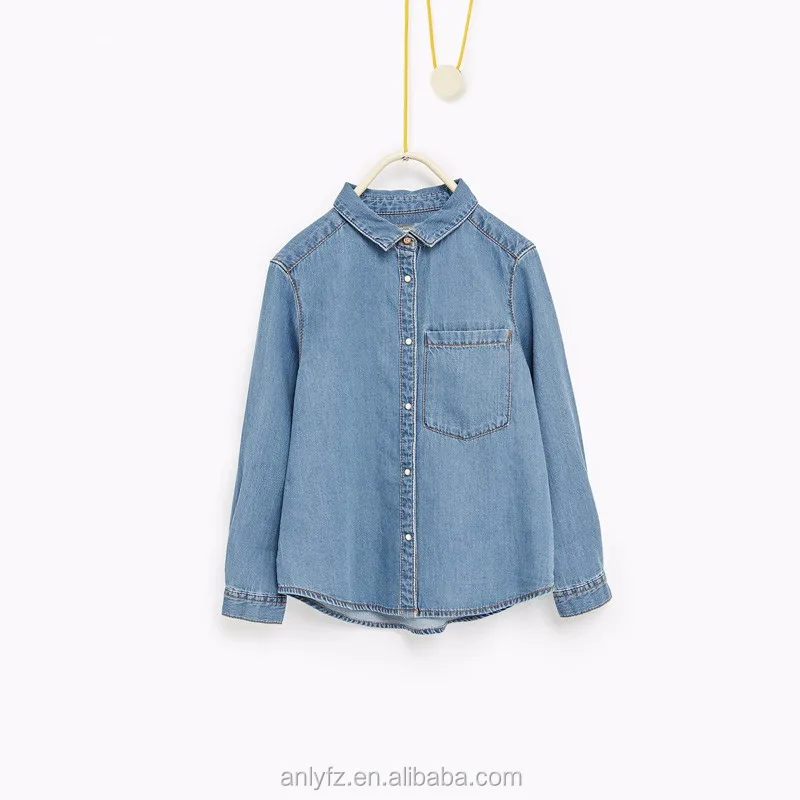 children clothing 2016 new design long sleeve 100% cotton single-breast stand neck polo shirt safety denim shirts