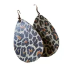 Wholesale Monogrammed Women's Faux Leather Leopard Earrings