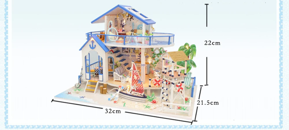 Miniature Diy Doll House Wooden Miniature Handmade Dollhouses Furniture Kit Handmade Toys For Children Girl Gift Legend Blue Sea (15)