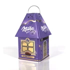 Unique New House Shape Gift Tin Box Candy Chocolate Packing Gift Tin Can With Handle