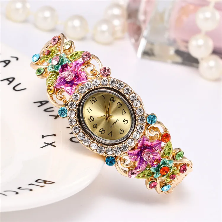 New Fashion Luxury Women Multicolor Rhinestone Bangle Watch Flower Bracelet Quartz Watch, Picture
New Fashion Luxury Women Multicolor Rhinestone Bangle Watch Flower Bracelet Quartz Watch, Picture