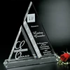 New Design Custom Logo Engraved Triangle Crystal Combine Award Souvenir With Base.