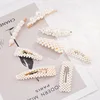 Hot Selling Fashion Gold Silver Metal Pearl Snap Hair Clips for Girls