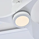 White Led Light Fan Light Remote Control 52inch White ABS Blades Decorative Ceiling Fans LED Light
