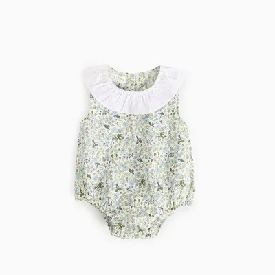 F10742A Summer baby lotus leaf collar floral sleeveless short romper for kids, As picture
F10742A Summer baby lotus leaf collar floral sleeveless short romper for kids, As picture