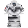 Classic black & white men's striped polo shirt clean design work uniform breathable polo shirts with white collar