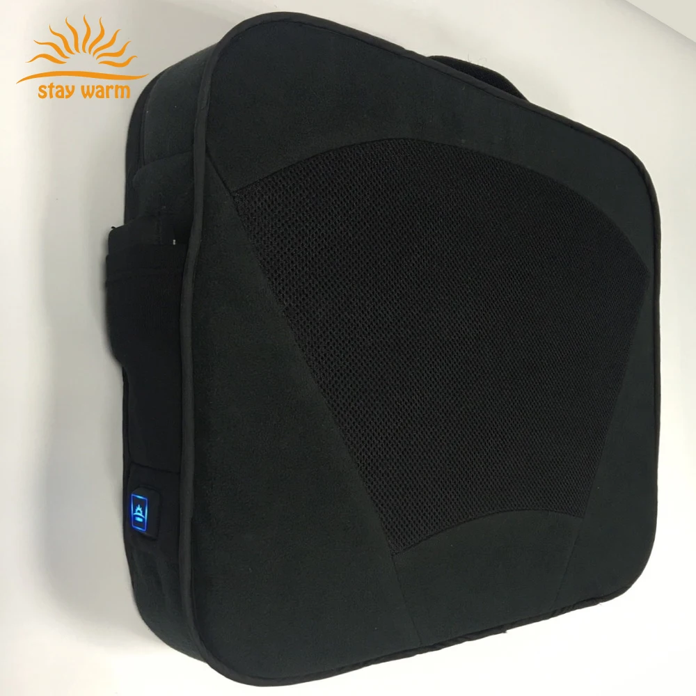 Rechargeable battery powered heated seat cushion for ourdoor