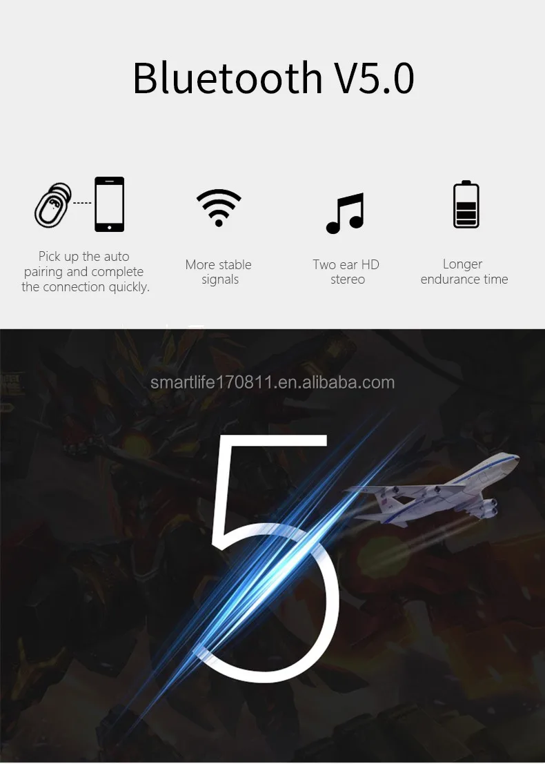 True Wireless Headphone Earbud Blue tooth 5.0 Wireless Sport Headset with Magnetic Charging Case Built-in Mic - ANKUX.COM