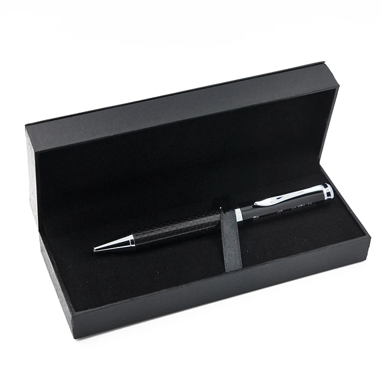 logo custom luxury black metal ballpoint pen gift carbon fiber