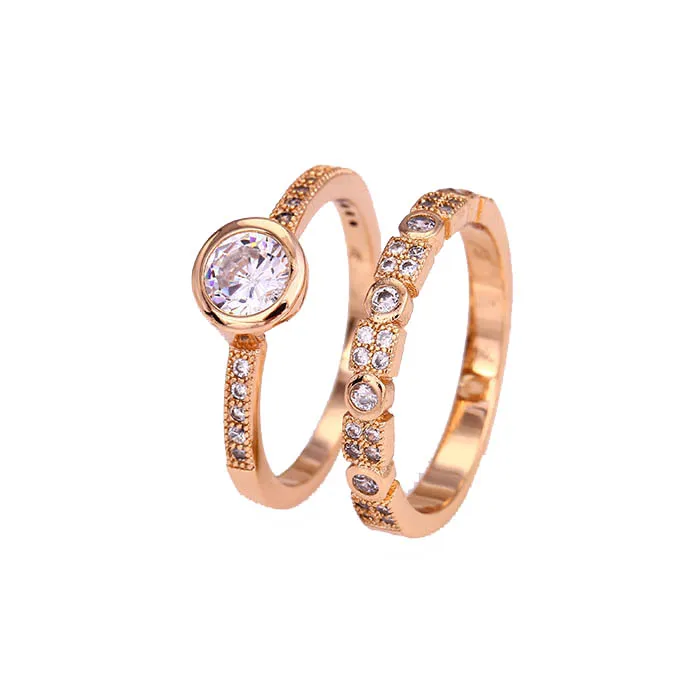 12312-Xuping 18K Yellow gold set engagement diamond ring set