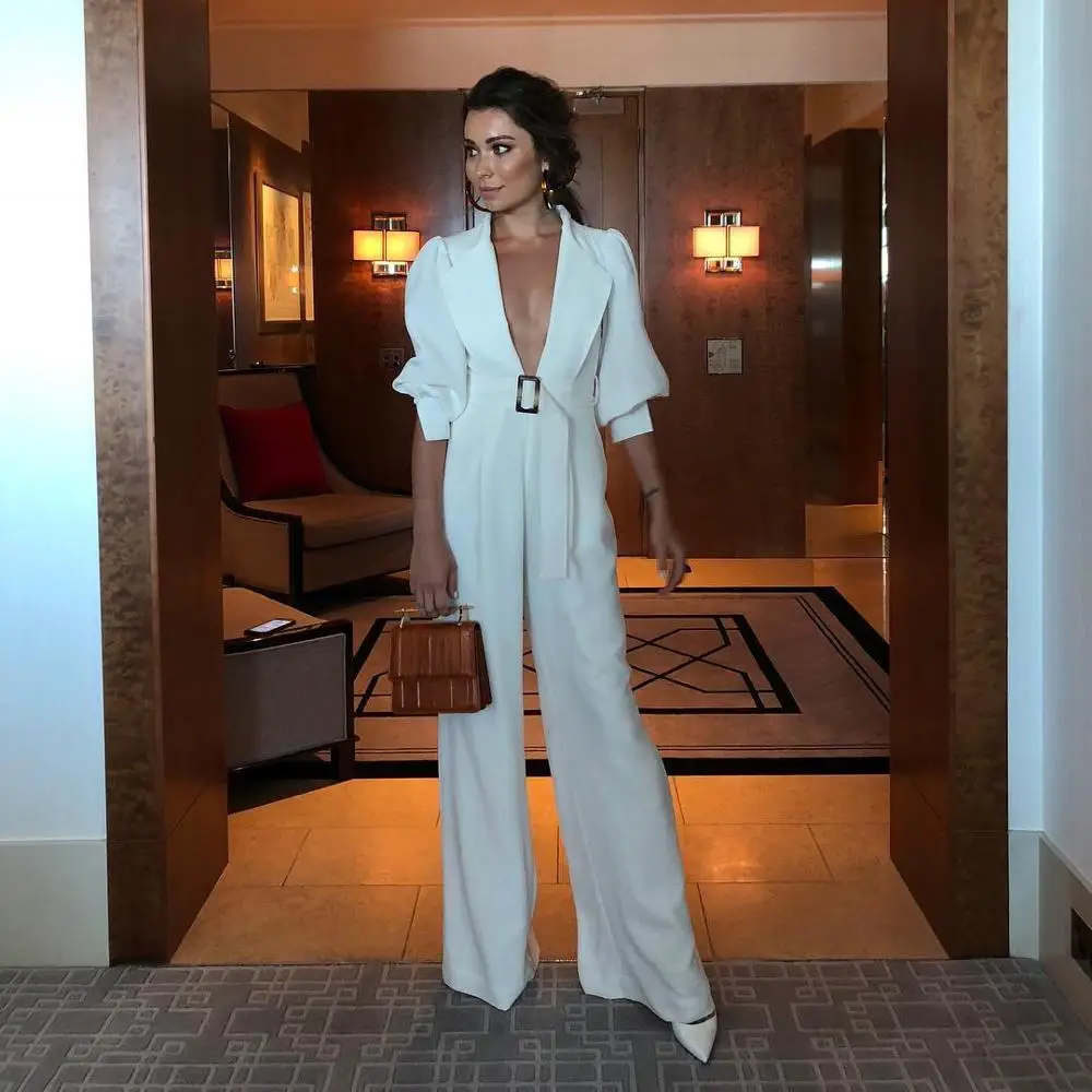 2019 Fashion Custom ladies formal jumpsuit long sleeve deep V leader mouth piece fashion white women jumpsuit, Shown
2019 Fashion Custom ladies formal jumpsuit long sleeve deep V leader mouth piece fashion white women jumpsuit, Shown