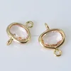 Gold Plating Peach Facet Glass Stone Bezel Oval Connector For Bracelet
