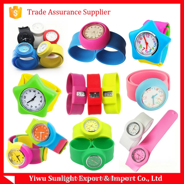 round dial silicone wristband watch kids slap digital watches