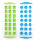 11'' Easy push 21 Pop Out cubic mini plastic Ice Cube Trays with flexible silicone bottom