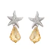 E-126-handmade jewelry Crystals from Swarovski, starfish stone earrings