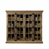 designer natural bamboo material glass door antique wooden wine cabinet
