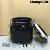 750ml Black Glass Candle Jar with Clip Top