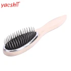 Yaeshii 2019 Wooden Handle Wide tooth Round Head Massage hair Brush with Steel Combs Reduce Hair Loss Tool