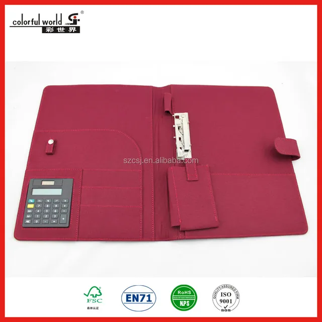 Clipboard cloth fabric file folder with calculator