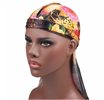 Fashion Men S Silky Durags Turban Bandanas Printed Men Durag Wave