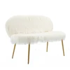 Fake Fur Upholstered Two Seat Metal Frame Bench Chair