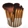 Double colored nylon hairs 12 pcs art brush set for Foundation Eyeshadow Eyeliner Lip