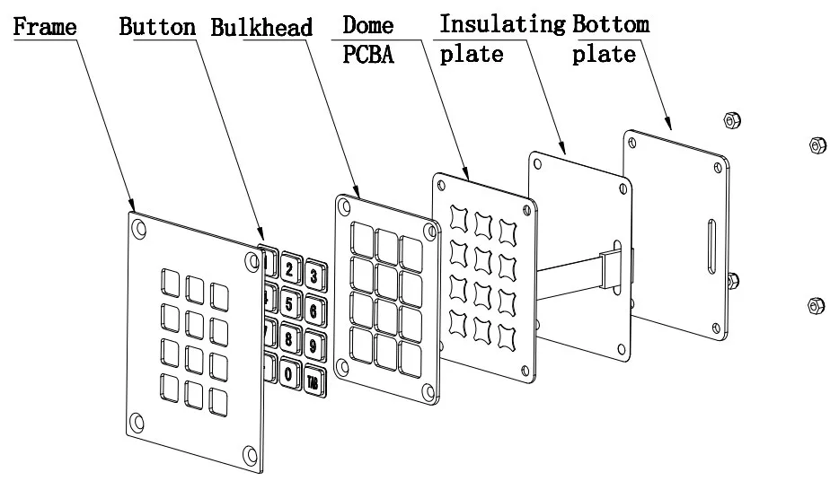 Metal metal keypad intercom usb metal numeric waterproof keypad keypad