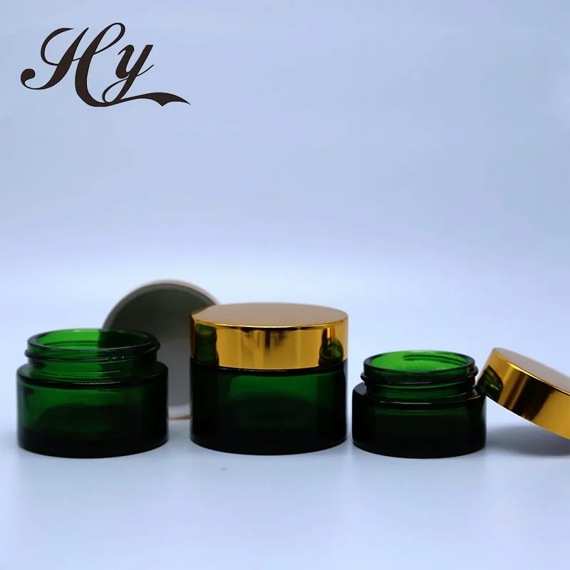 Custom cosmetic cream green glass cosmetic jar