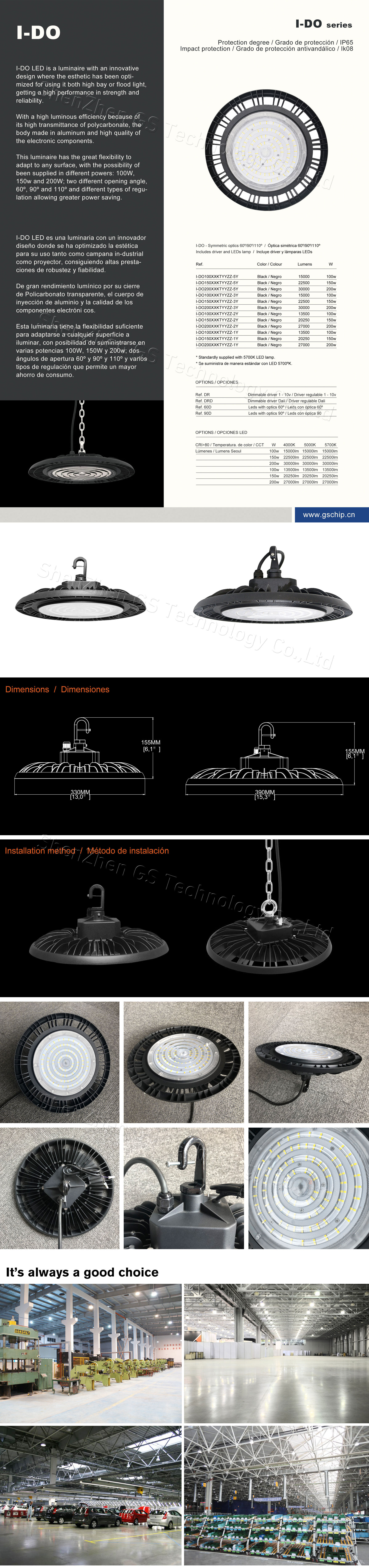 2019 ce rohs led campana industrial 135lm/w luminaire 100w 150w ufo led high bay light 200w - ANKUX.COM