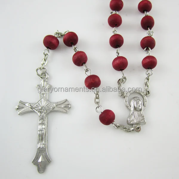 rose scented wood rosary,rosery rozance