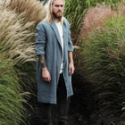 Linen robe Summer robe Blue Bathrobe Gown for Men Handmade Kimono Coat Gift for him Unique