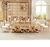 high quality glass top golden steel heart-shaped frame base wedding dining table