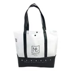 Promotional Custom Reusable Non Woven Shopping Tote Bag With Snap Button Closure reinforced handle